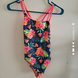 Blue flowery bathing suit